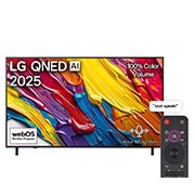 LG 65 inch LG QNED AI QNED82 4K Smart TV AI Magic remote HDR10 webOS25 2025 , Front view of LG QNED82 TV, LG QNED Al Logo on the top corner. LG QNED TV depicts colorful paintike textures coming together., 65QNED82ASA, thumbnail 1
