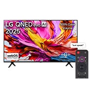 LG 75 inch LG QNED evo AI QNED91 4K 120Hz Smart TV AI Magic remote webOS25 2025 , Front view of LG QNED evo qned91 TV, LG QNED evo Al Logo on the top corner. LG QNED evo qned91 TV TV depicts colorful paintike textures coming together., 75QNED91A6A, thumbnail 1