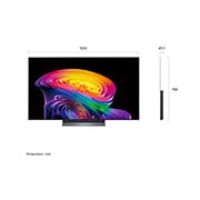 LG 55 inch LG OLED evo AI C6 4K Smart TV 2026, LG OLED evo AI C6 shown in front and side views highlights a 55-inch display with a 1222 mm-wide screen, an overall height of 703 mm, and an ultra-slim 45.1 mm depth without a stand., OLED55C66LA, thumbnail 2