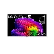 LG 65 Inch OLED evo AI G6 4K TV with 165Hz, The front view of the LG OLED evo AI G6, released in 2026, displays an image of layered, multicolored forms, featuring Hyper Radiant Color Tech, Perfect Black & Perfect Color, along with the World’s N, OLED65G66LW, thumbnail 1