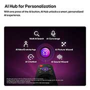 LG 85 inch LG LG QNED AI Mini LED 4K Smart TV Award‑winning Multi AI webOS 2026, LG QNED AI QNED70 Mini LED features AI Hub for personalization, with an AI icon above a remote control surrounded by labels for Multi AI Search, AI Concierge, AI Voice ID with My Page, AI Chatbot, AI , 85QNED72B6T, thumbnail 10