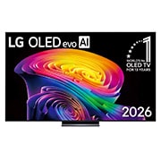 LG 83'' LG OLED evo AI C6 4K Smart TV with X3.2 Higher Peak Brightness 2026, The front view of the LG OLED evo AI C6, released in 2026, displays an image of layered, multicolored forms, featuring Hyper Radiant Color Tech, Perfect Black & Perfect Color, along with the World’s N, OLED83C66LA, thumbnail 1