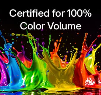LG QNED evo AI Mini LED QNED82 with Dynamic QNED Color Pro fills the screen with vivid, fluid bursts of multicolored, paint-like motion, showcasing enhanced color vibrancy certified for 100% Color Volume.