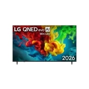 LG 75 inch LG QNED evo AI VRR 144Hz QNED84 Mini LED 4K Smart TV 2026, The front view of LG QNED evo AI Mini LED QNED84, released in 2026, fills the screen with vivid, fluid bursts of multicolored, paint-like motion, as richly layered clouds of color spread smoothly acro, 75QNED84B6T, thumbnail 1