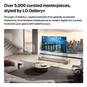 LG 83 inch Wallpaper TV LG OLED evo AI W6 True Wireless 4K Smart TV 2026, LG OLED evo AI W6 Wallpaper TV  with Diverse Art Content from LG Gallery+ displays Vincent van Gogh’s The Starry Night on screen in a living room with floor-to-ceiling windows, enhancing the interior , OLED83W66LA, thumbnail 5