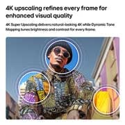 LG 65 inch LG QNED AI QNED70 Mini LED 4K Smart TV 2026, LG QNED AI Mini LED QNED70 with 4K Super Upscaling and Dynamic Tone Mapping shows a low-angle outdoor scene of a man between colorful buildings, as AI recognizes the scene and upscales each frame to 4, 65QNED70B6T, thumbnail 6