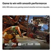 LG 65 inch LG QNED AI QNED70 Mini LED 4K Smart TV 2026, LG QNED AI Mini LED QNED70 for Ultimate Gameplay shows a fast-paced action game scene with a comparison inset highlighting smoother motion, while supporting up to 60Hz, VRR, ALLM, HGiG, and GeForce NO, 65QNED70B6T, thumbnail 11