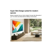 LG 65 inch LG QNED evo AI QNED85 Mini LED 4K Smart TV 2026, LG QNED evo AI Mini LED QNED85 with Super Slim Design is wall-mounted in a bright, open living space and blends into the interior while displaying bold geometric abstract artwork., 65QNED85B6T, thumbnail 12