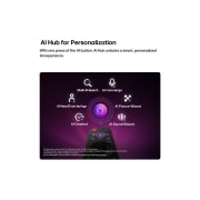 LG 75 inch LG QNED evo AI QNED85 Mini LED 4K Smart TV 2026, LG QNED evo AI Mini LED QNED85 features AI Hub for personalization, with an AI icon above a remote control surrounded by labels for Multi AI Search, AI Concierge, AI Voice ID with My Page, AI Chatbot,, 75QNED85B6T, thumbnail 10