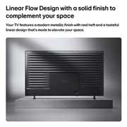 LG 85 inch LG QNED AI QNED70 Mini LED 4K Smart TV 2026, LG QNED AI Mini LED QNED70 is shown from the back, revealing a metallic rear panel with evenly spaced horizontal ridges that create a clean, structured look and emphasize the Linear Flow Design across, 85QNED70B6T, thumbnail 13