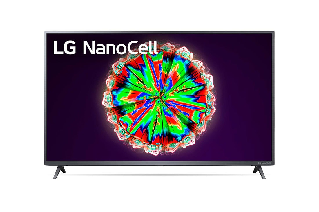 LG NanoCell TV 65 inch NANO79 Series, 4K Active HDR, WebOS Smart ThinQ AI, front view with infill image and logo, 65NANO79VND