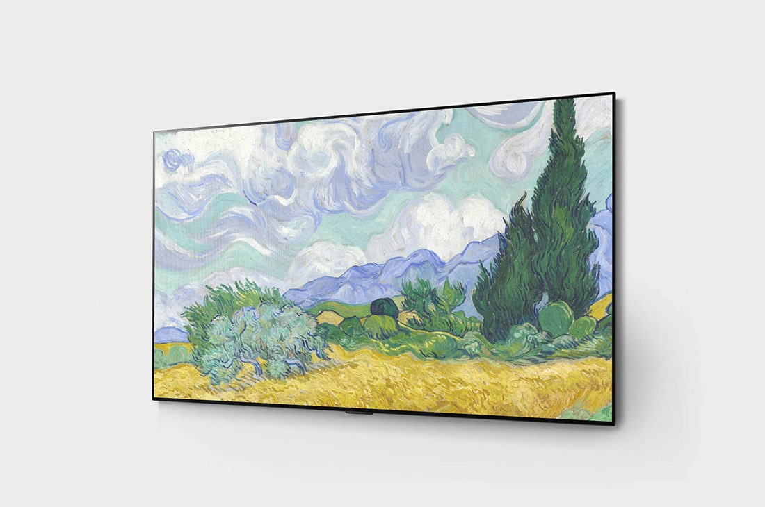 LG OLED TV 77 Inch G1 Series Gallery Design 4K Cinema HDR webOS Smart with ThinQ AI Pixel Dimming, -15 degree side view, OLED77G1PVA, thumbnail 4
