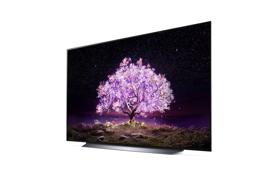 LG OLED TV 65 Inch C1 Series Cinema Screen Design 4K Cinema HDR webOS Smart with ThinQ AI Pixel Dimming, 30 degree side view, OLED65C1PVB, thumbnail 5