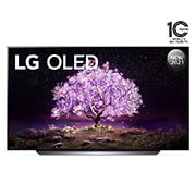 LG OLED TV 65 Inch C1 Series Cinema Screen Design 4K Cinema HDR webOS Smart with ThinQ AI Pixel Dimming, front view, OLED65C1PVB, thumbnail 1