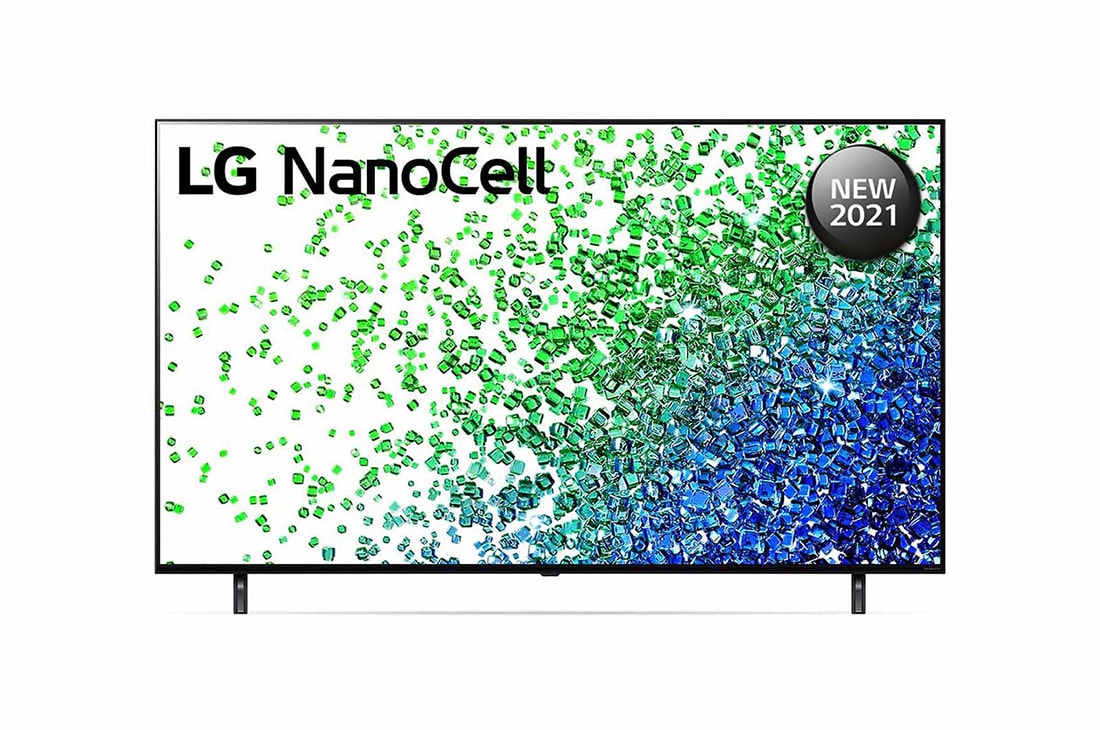 LG NanoCell TV 55 Inch NANO80 Series Cinema Screen Design 4K Active HDR webOS Smart with ThinQ AI Local Dimming, A front view of the LG NanoCell TV, 55NANO80VPA