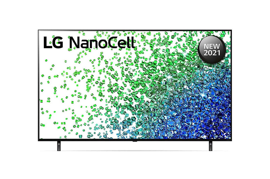 LG NanoCell TV 50 Inch NANO80 Series Cinema Screen Design 4K Active HDR webOS Smart with ThinQ AI Local Dimming, A front view of the LG NanoCell TV, 50NANO80VPA