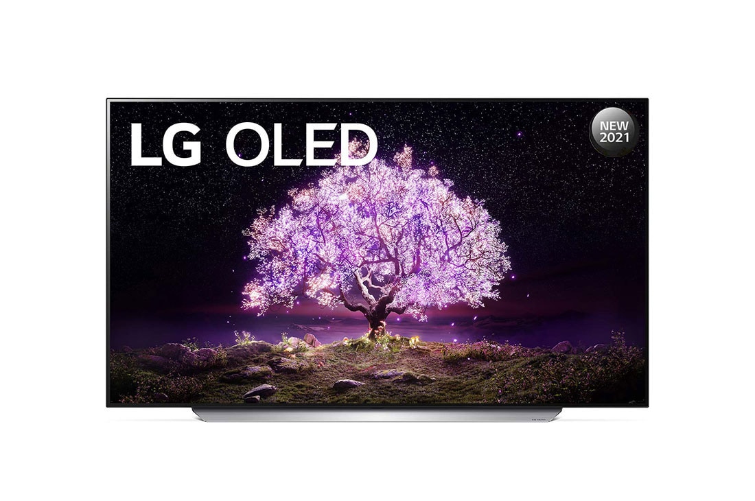 LG OLED TV 65 Inch C1 Series Cinema Screen Design 4K Cinema HDR webOS Smart with ThinQ AI Pixel Dimming, front view, OLED65C1PVA