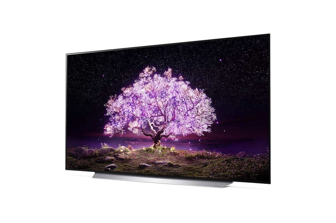 LG OLED TV 65 Inch C1 Series Cinema Screen Design 4K Cinema HDR webOS Smart with ThinQ AI Pixel Dimming, -15 degree side view, OLED65C1PVA, thumbnail 4