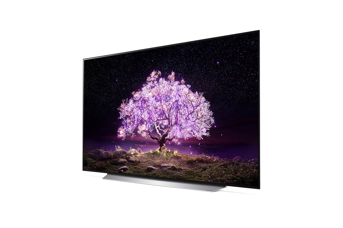 LG OLED TV 65 Inch C1 Series Cinema Screen Design 4K Cinema HDR webOS Smart with ThinQ AI Pixel Dimming, -30 degree side view, OLED65C1PVA, thumbnail 5