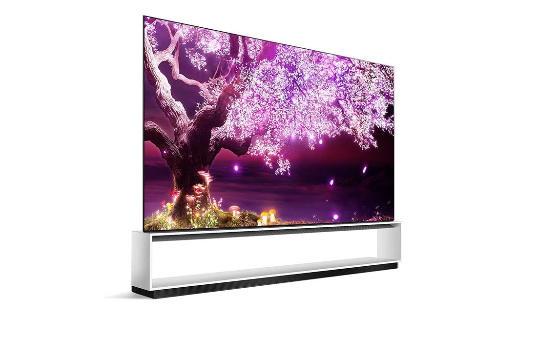 LG OLED TV 88 Inch Z1 Series Gallery Design Cinema HDR WebOS Smart ThinQ AI 8K Pixel Dimming, 30 degree side view, OLED88Z1PVA, thumbnail 7