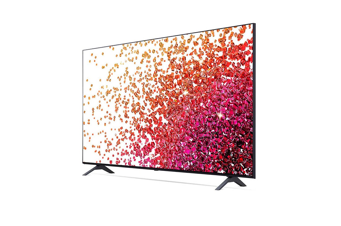 LG NanoCell TV 65 Inch NANO75 Series Cinema Screen Design 4K Active HDR webOS Smart with ThinQ AI, 30 degree side view with infill image, 65NANO75VPA, thumbnail 5