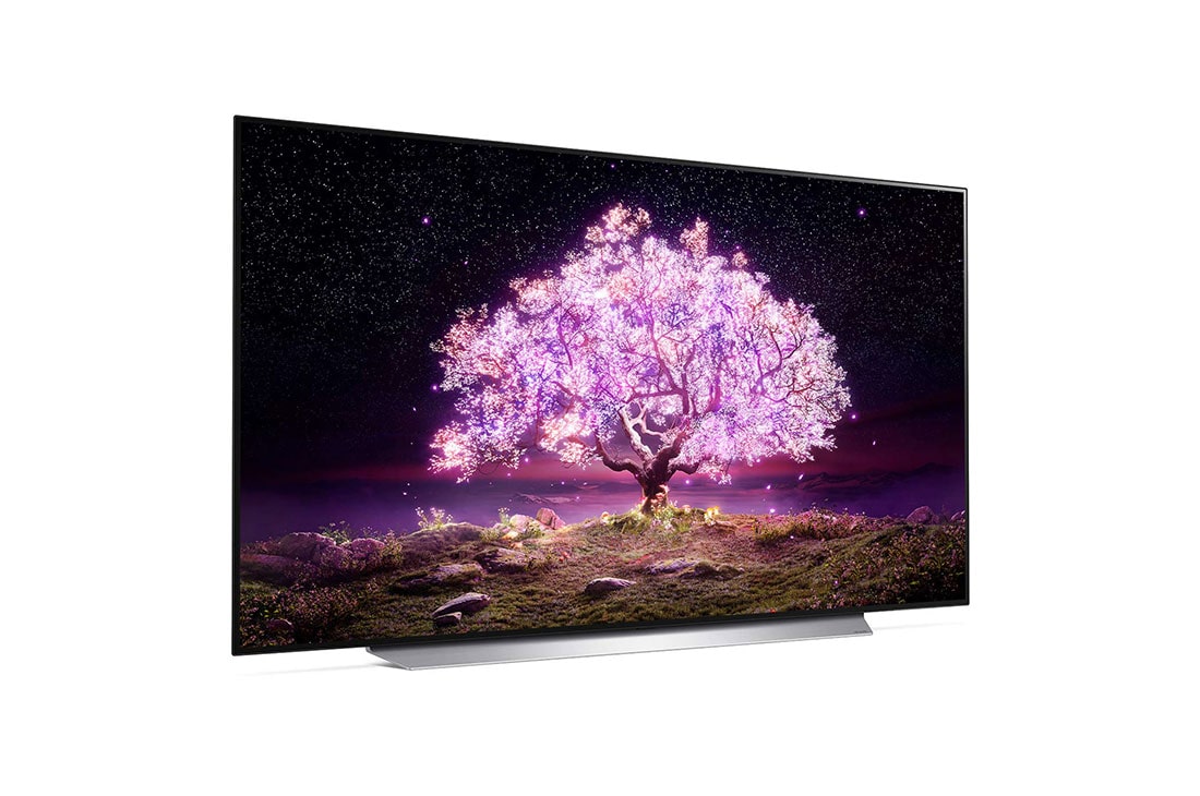 LG OLED TV 77 Inch C1 Series Cinema Screen Design 4K Cinema HDR webOS Smart with ThinQ AI Pixel Dimming, +15 degree side view, OLED77C1PVA, thumbnail 8