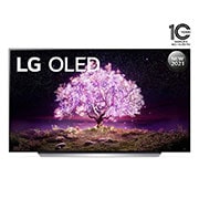 LG OLED TV 77 Inch C1 Series Cinema Screen Design 4K Cinema HDR webOS Smart with ThinQ AI Pixel Dimming, front view, OLED77C1PVA, thumbnail 1