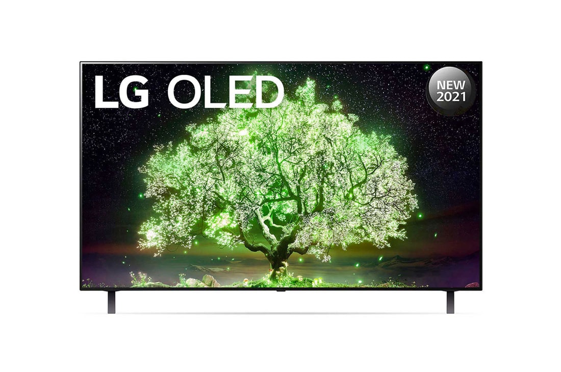 LG OLED TV 55 Inch A1 Series Cinema Screen Design 4K Cinema HDR webOS Smart with ThinQ AI Pixel Dimming, front view, OLED55A1PVA, thumbnail 14