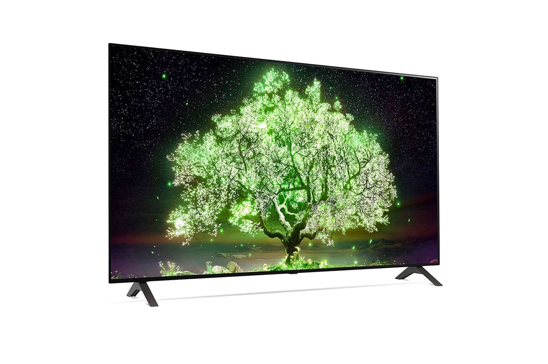 LG OLED 55 Inch TV With 4K Active HDR Cinema Screen Design from the A1 Series, 15 degree side view, OLED55A1PVA, thumbnail 9