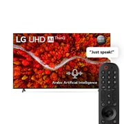 LG UHD 4K TV 82 Inch UP80 Series Cinema Screen Design 4K Cinema HDR webOS Smart with ThinQ AI, front view with infill image, 82UP8050PVB, thumbnail 1