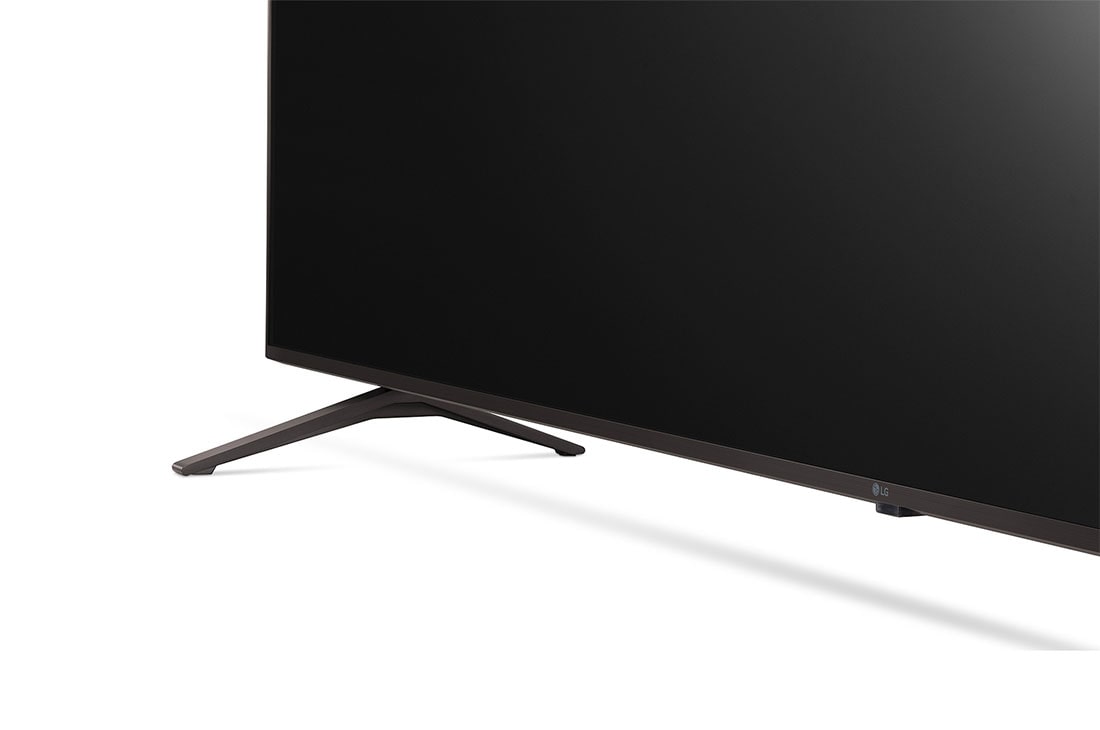 LG UHD 4K TV 86 Inch UP80 Series Cinema Screen Design 4K Cinema HDR webOS Smart with ThinQ AI, close-up view of stand, 86UP8050PVB, thumbnail 8