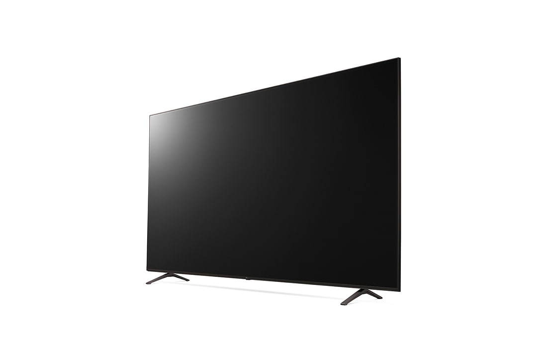 LG UHD 75 Inch UP80 Series Cinema Screen Design 4K Active HDR webOS Smart with ThinQ AI, 30 degree side view with infill image, 75UP8050PVB, thumbnail 5