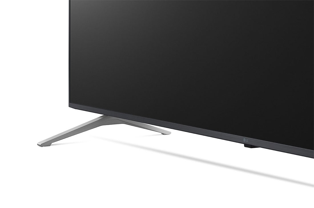 LG UHD 75 Inch UP77 Series Cinema Screen Design 4K Active HDR webOS Smart with ThinQ AI, close-up view of stand, 75UP7750PVB, thumbnail 10