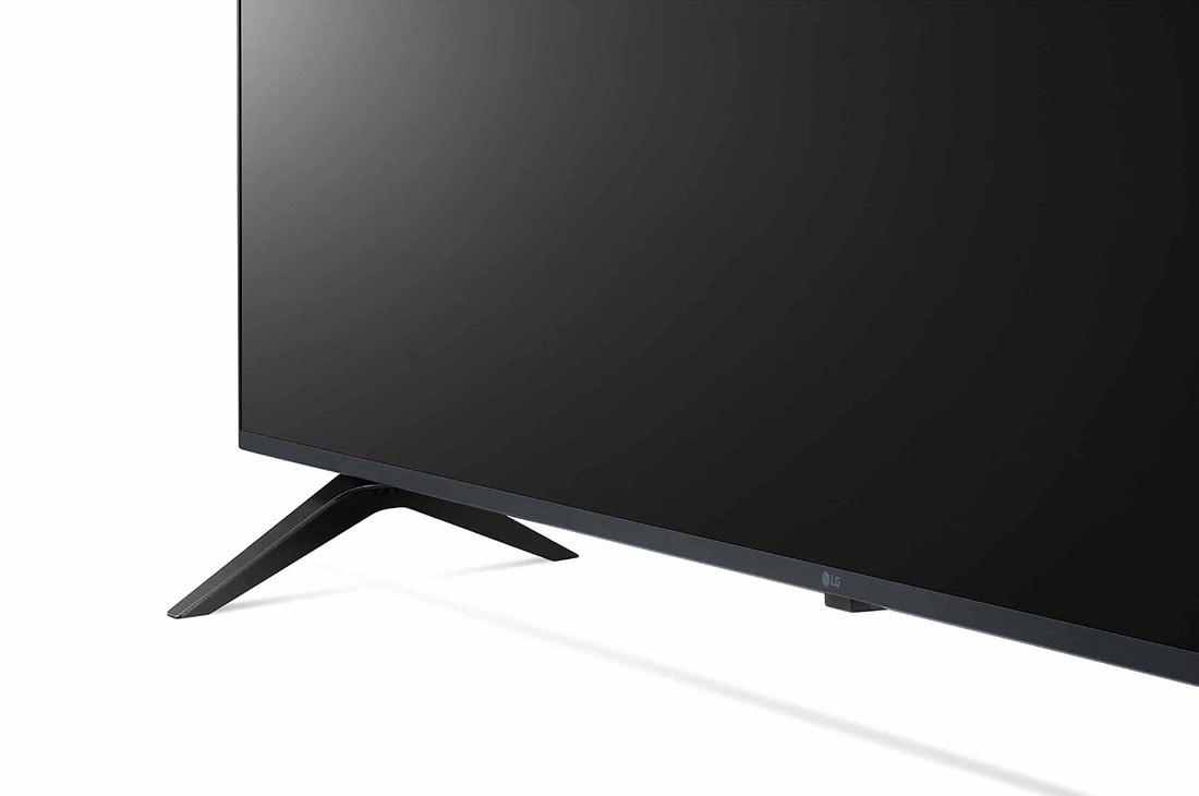 LG UHD 65 Inch UP77 Series Cinema Screen Design 4K Active HDR webOS Smart with ThinQ AI, close-up view of stand, 65UP7750PVB, thumbnail 10