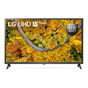 LG UHD 43 Inch UP75 Series 4K Active HDR  webOS Smart with ThinQ AI, front view with infill image, 43UP7550PVG, thumbnail 1