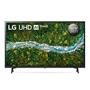 LG UHD 43 Inch UP77 Series Cinema Screen Design 4K Active HDR webOS Smart with ThinQ AI, front view with infill image, 43UP7750PVB, thumbnail 1