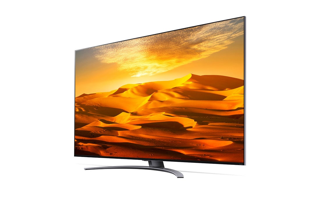 LG QNED TV 86 Inch QNED91 Series, Cinema Screen Design 4K Cinema HDR webOS22 With ThinQ AI and Mini LEDs , 86QNED916QA_30 degree side view with infill image, 86QNED916QA, thumbnail 3