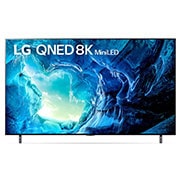 LG QNED TV 75 Inch QNED95 series, Cinema Screen Design 8K Cinema HDR webOS22 with ThinQ AI Mini LED, 75QNED956QA_A front view of the LG QNED TV with infill image and product logo on, 75QNED956QA, thumbnail 1