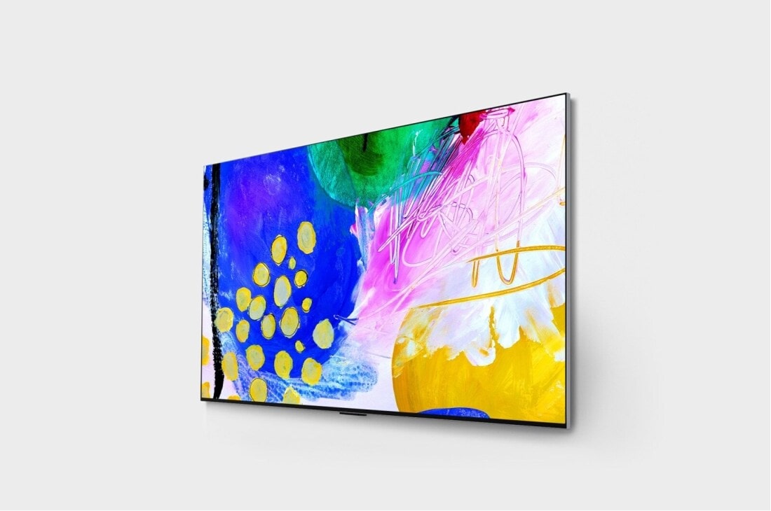 LG OLED evo TV 77 Inch G2 series, 4K Cinema, Slightly-angled side view, OLED77G26LA, thumbnail 3