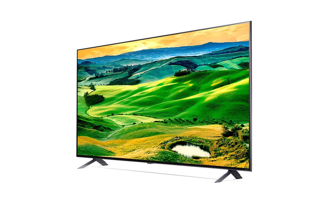 LG QNED 65 Inch TV, Magic remote, HDR, WebOS, 4K Active HDR Cinema Screen Design from QNED80 Series, 30 degree side view with infill image, 65QNED806QA, thumbnail 3