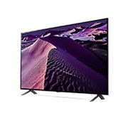 LG QNED 75 Inch TV With 4K Active HDR Cinema Screen Design from the QNED85 Series, 75QNED856QA_30 degree side view with infill image, 75QNED856QA, thumbnail 3