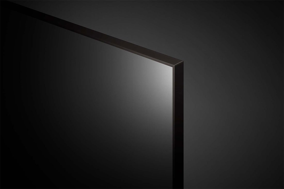 LG UHD 55 Inch TV With 4K Active HDR Cinema Screen Design from the UQ91 Series, close-up view of panel, 55UQ91006LC, thumbnail 8