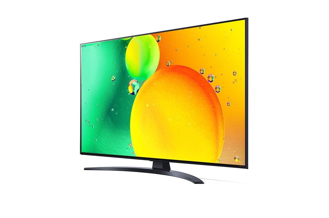LG NanoCell 75 Inch TV With 4K Active HDR Cinema Screen Design from the NANO79 Series, 30 degree side view with infill image, 75NANO796QA, thumbnail 3