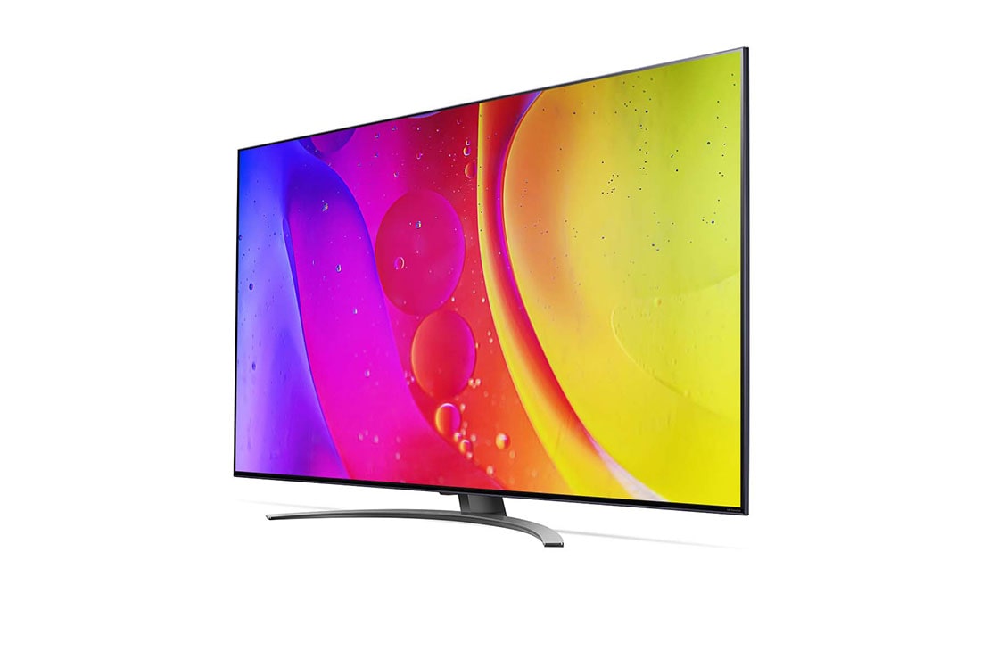 LG NanoCell 65 Inch TV With 4K Active HDR Cinema Screen Design from the NANO84 Series, 30 degree side view with infill image, 65NANO846QA, thumbnail 3