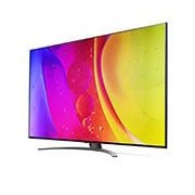 LG NanoCell 65 Inch TV With 4K Active HDR Cinema Screen Design from the NANO84 Series, 30 degree side view with infill image, 65NANO846QA, thumbnail 3