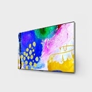 LG OLED evo TV 83 Inch G2 Series, Gallery Design 4K Cinema HDR webOS22 With ThinQ AI and Pixel Dimming Technology, Slightly-angled side view, OLED83G26LA, thumbnail 3