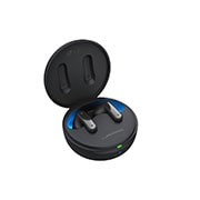 LG TONE Free FP8 - Enhanced Active Noise Cancelling True Wireless Bluetooth UVnano Earbuds, Cradle is open and mood lighting is turned on in a 15-degree slanted side-top view., TONE-FP8, thumbnail 13