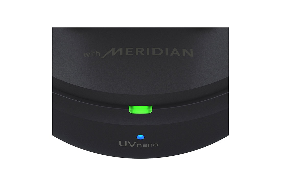 LG TONE Free FP9 - Plug and Wireless True Wireless Bluetooth UVnano Earbuds, The front part of the cradle is close-up and charging lighting is on., TONE-FP9, thumbnail 10