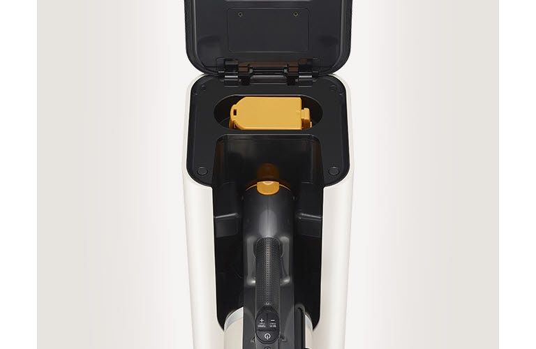 It shows the battery pack of the vacuum cleaner.
