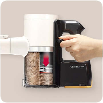 Shows how the Kompressor works on the Cordzero™ vacuum cleaner.